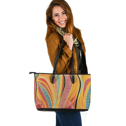 Indigenous Australian Aboriginal Leather Tote Bag Indigenous Aboriginal Art Dot Color Indigenous Australian Aboriginal Leather Tote Bag Indigenous Aboriginal Art Dot Color