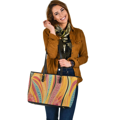 Indigenous Australian Aboriginal Leather Tote Bag Indigenous Aboriginal Art Dot Color Indigenous Australian Aboriginal Leather Tote Bag Indigenous Aboriginal Art Dot Color