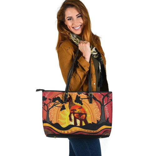 Indigenous Australian Aboriginal Leather Tote Bag Sacred Land Connection Through Generations And Love Indigenous Australian Aboriginal Leather Tote Bag Sacred Land Connection Through Generations And Love