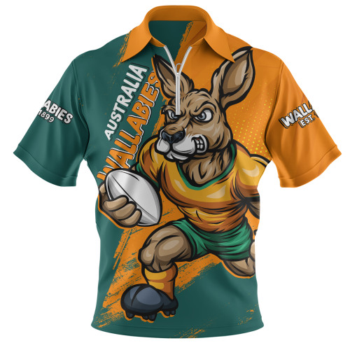 Aussie Wallabies Zip Polo Shirt Unstoppable Wallabies Spirit Of The Championship