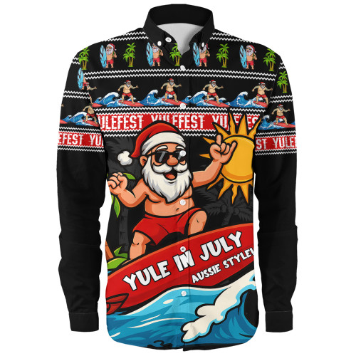 Australia Long Sleeve Shirt Santa's Yule Wave Ride