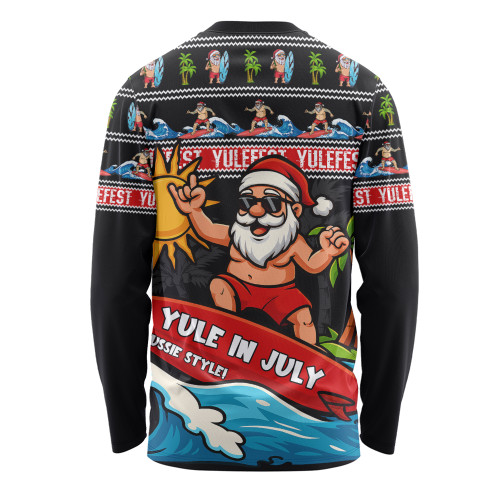 Australia Long Sleeve T-shirt Santa's Yule Wave Ride