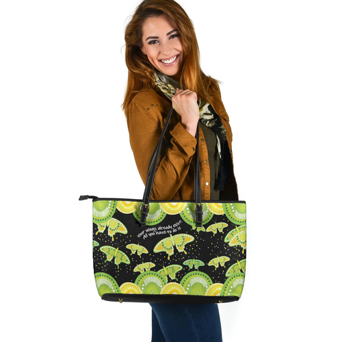 Indigenous Australian Aboriginal Leather Tote Bag Aboriginal Butterflies Art Inspired