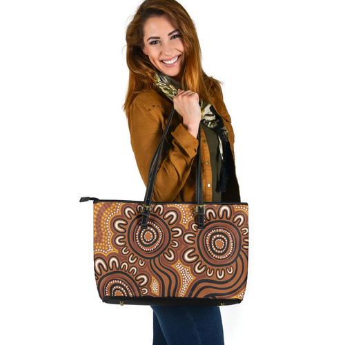Indigenous Australian Aboriginal Leather Tote Bag Dot Patterns From Indigenous Australian Culture Indigenous Australian Aboriginal Leather Tote Bag Dot Patterns From Indigenous Australian Culture