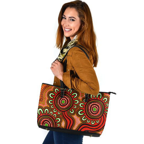 Indigenous Australian Aboriginal Leather Tote Bag Dot Patterns From Indigenous Australian Culture Indigenous Australian Aboriginal Leather Tote Bag Dot Patterns From Indigenous Australian Culture