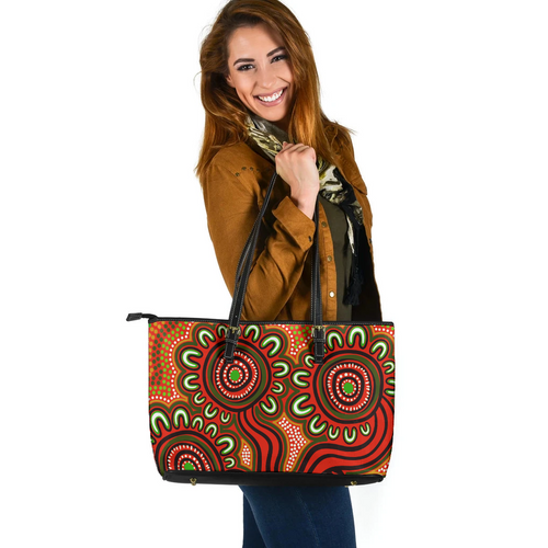 Indigenous Australian Aboriginal Leather Tote Bag Dot Patterns From Indigenous Australian Culture Indigenous Australian Aboriginal Leather Tote Bag Dot Patterns From Indigenous Australian Culture