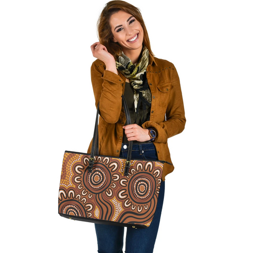 Indigenous Australian Aboriginal Leather Tote Bag Dot Patterns From Indigenous Australian Culture Indigenous Australian Aboriginal Leather Tote Bag Dot Patterns From Indigenous Australian Culture