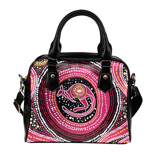 Indigenous Australian Aboriginal Shoulder Handbag Aboriginal Background Featuring Kangaroo Dot Design