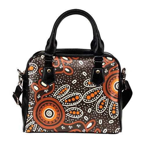 Indigenous Australian Aboriginal Shoulder Handbag Aboriginal Earth Bloom With Outback Sun Circles