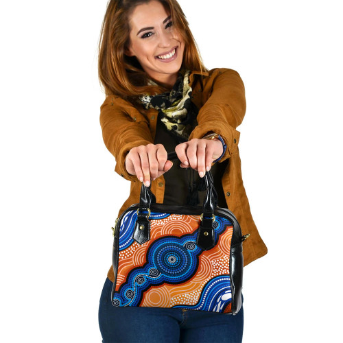 Indigenous Australian Aboriginal Shoulder Handbag Aboriginal Flow Of Rivers And Sunset Dreaming Indigenous Australian Aboriginal Shoulder Handbag Aboriginal Flow Of Rivers And Sunset Dreaming