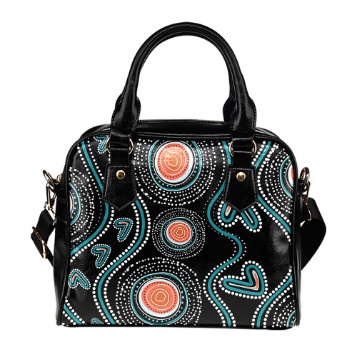 Indigenous Australian Aboriginal Shoulder Handbag Aboriginal Green Dot Patterns Art Painting