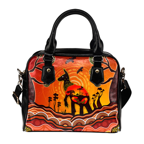 Indigenous Australian Aboriginal Shoulder Handbag Aboriginal Indigenous Kangaroo With Dot Painting Pattern