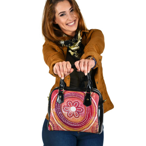 Indigenous Australian Aboriginal Shoulder Handbag Aboriginal Pink Dreaming Flower Pathway Art Indigenous Australian Aboriginal Shoulder Handbag Aboriginal Pink Dreaming Flower Pathway Art