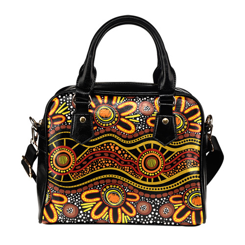 Indigenous Australian Aboriginal Shoulder Handbag Aboriginal Sun Paths And Gathering Circles Flow