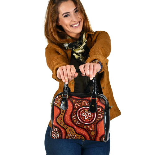 Indigenous Australian Aboriginal Shoulder Handbag Artistic Illustration Of Aboriginal Dot Painting Brown Indigenous Australian Aboriginal Shoulder Handbag Artistic Illustration Of Aboriginal Dot Painting Brown