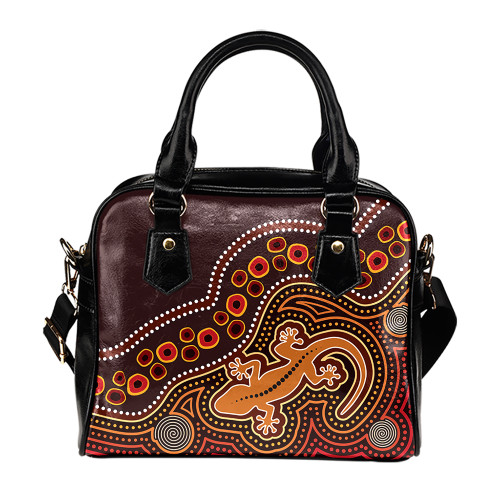 Indigenous Australian Aboriginal Shoulder Handbag Desert Spirit Tracks And Lizard Dreaming Path
