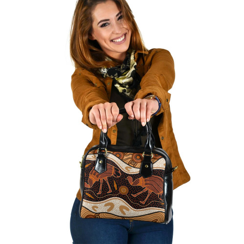 Indigenous Australian Aboriginal Shoulder Handbag Emu Aboriginal Painting Indigenous Australian Aboriginal Shoulder Handbag Emu Aboriginal Painting