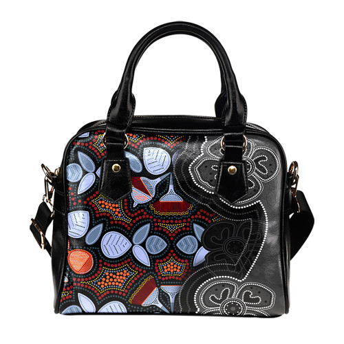 Indigenous Australian Aboriginal Shoulder Handbag Eucalyptus Seamless Pattern In Aboriginal Dot Art
