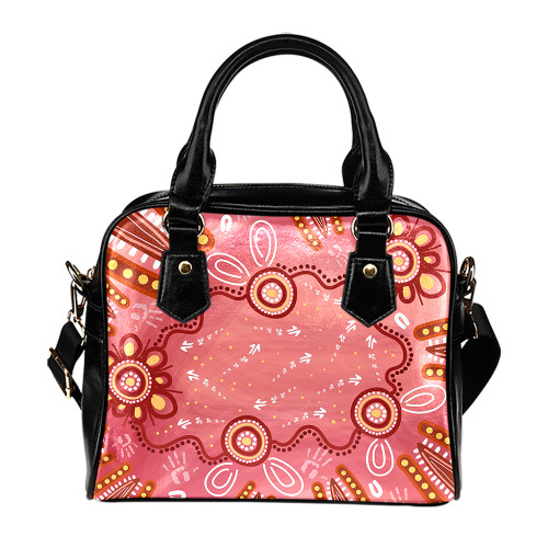 Indigenous Australian Aboriginal Shoulder Handbag Pink Aboriginal Dot Art Background