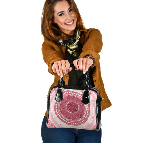Indigenous Australian Aboriginal Shoulder Handbag Sacred Pink Harmony With Dreamtime Floral Spirit