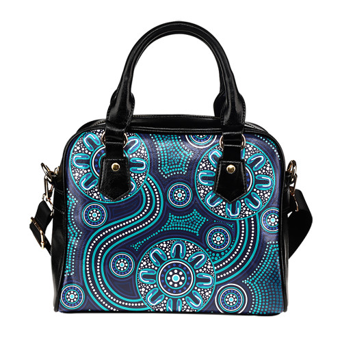 Indigenous Australian Aboriginal Shoulder Handbag Sacred Spirit Tracks And Celestial Gathering Flow