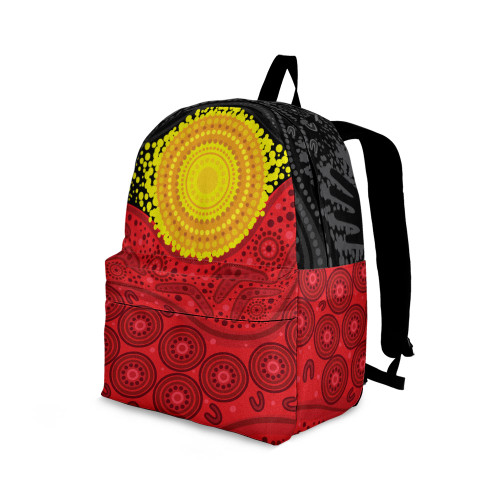 Indigenous Australian Aboriginal Backpack Aboriginal Backpack Sunburst Dream Red Dot Pattern
