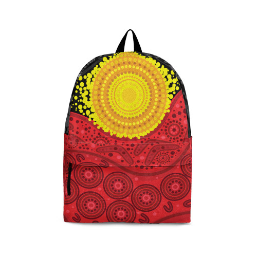Indigenous Australian Aboriginal Backpack Aboriginal Backpack Sunburst Dream Red Dot Pattern