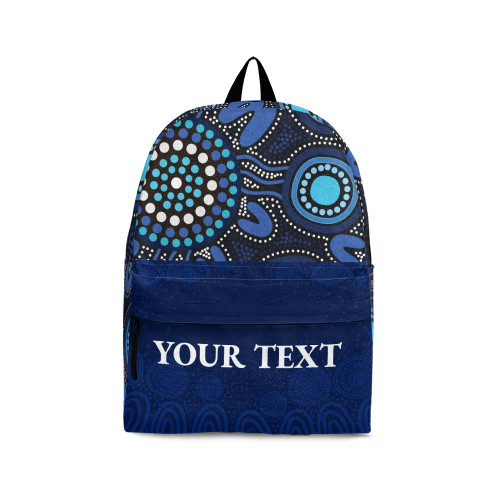 Indigenous Australian Aboriginal Backpack Aboriginal Blue Dreaming Flow With Water Elements