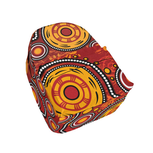 Indigenous Australian Aboriginal Backpack Aboriginal Bold Sun Rings In Red And Ochre Harmony