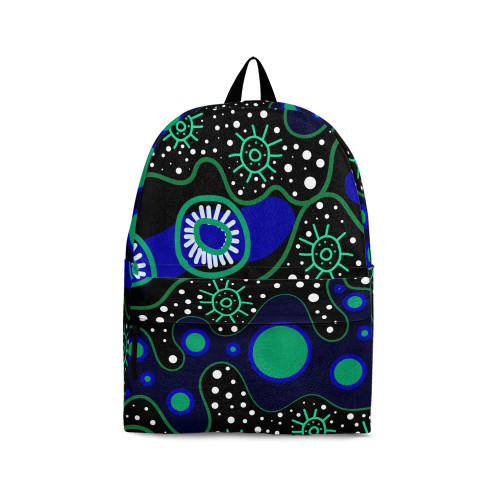Indigenous Australian Aboriginal Backpack Aboriginal Dreamtime Dots And Water Flow Pattern
