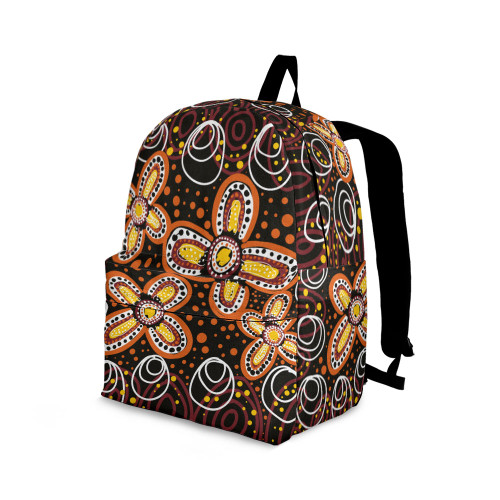 Indigenous Australian Aboriginal Backpack Aboriginal Flower Burst And Tribal Dot Motif Art