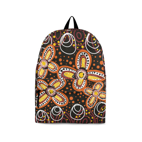 Indigenous Australian Aboriginal Backpack Aboriginal Flower Burst And Tribal Dot Motif Art