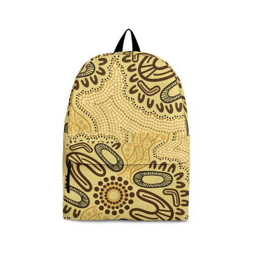 Indigenous Australian Aboriginal Backpack Aboriginal Golden Sand Story River Tracks Flow