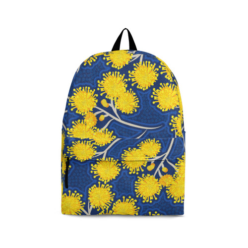 Indigenous Australian Aboriginal Backpack Aboriginal Golden Wattle Spirit In Blue Dreaming