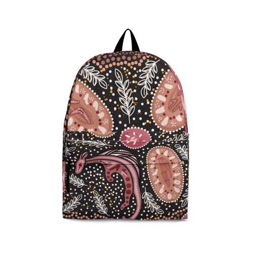 Indigenous Australian Aboriginal Backpack Aboriginal Kangaroo Spirit Backpack In Earthy Tones