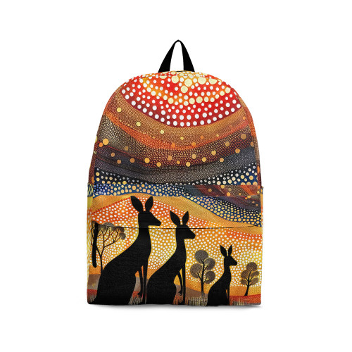 Indigenous Australian Aboriginal Backpack Aboriginal Kangaroo Sunset Journey In Spirit Country