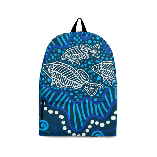 Indigenous Australian Aboriginal Backpack Aboriginal Ocean Fish Dreaming Blue Art Style