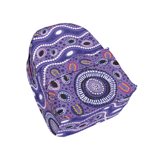 Indigenous Australian Aboriginal Backpack Aboriginal Purple Journey Waves And Dot Art Style
