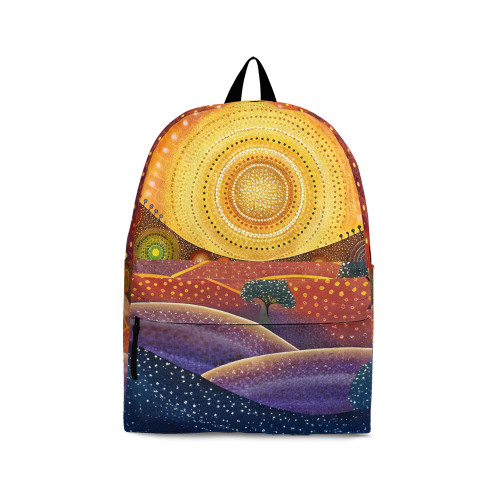 Indigenous Australian Aboriginal Backpack Aboriginal Radiant Sun Over Rolling Hills Spirit Land
