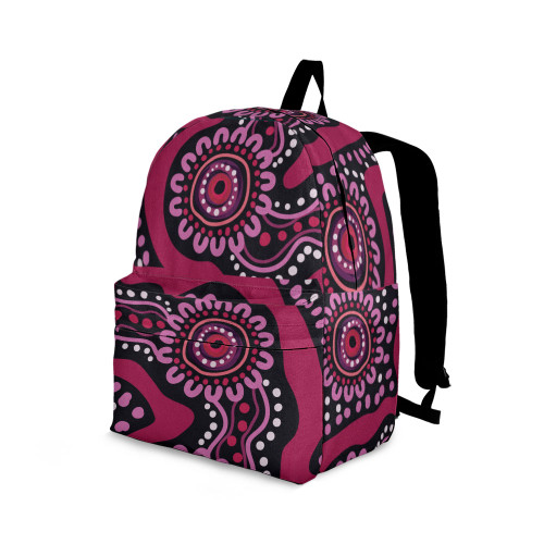 Indigenous Australian Aboriginal Backpack Aboriginal Sacred Flow Dreaming in Magenta Field