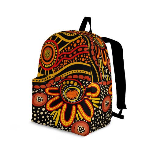 Indigenous Australian Aboriginal Backpack Aboriginal Sunburst Dreaming Fire Trail Edition