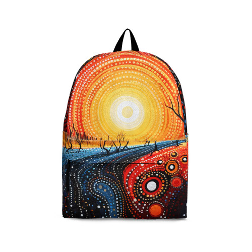 Indigenous Australian Aboriginal Backpack Aboriginal Sunset Radiance Over Dreaming River