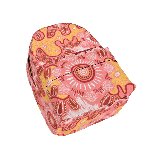 Indigenous Australian Aboriginal Backpack Aboriginal Warm Path Symbols In Coral And Ochre Tone