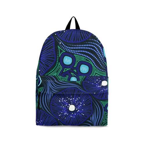 Indigenous Australian Aboriginal Backpack Aboriginal Water Energy Pattern Deep Blue Green Art copy