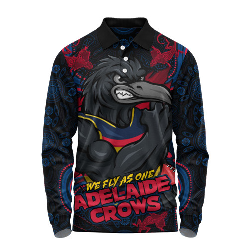 Adelaide Crows Long Sleeve Polo Shirt Spirit Warriors Of The Game