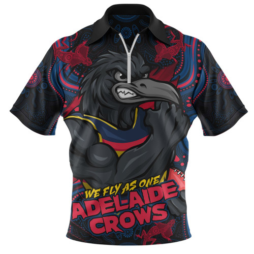 Adelaide Crows Zip Polo Shirt Spirit Warriors Of The Game