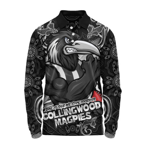 Collingwood Long Sleeve Polo Shirt Spirit Warriors Of The Game