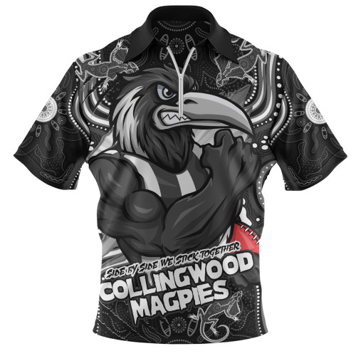 Collingwood Zip Polo Shirt Spirit Warriors Of The Game