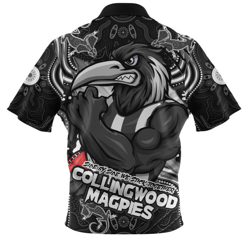 Collingwood Zip Polo Shirt Spirit Warriors Of The Game