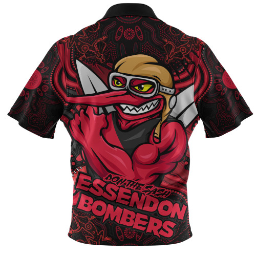 Essendon Zip Polo Shirt Spirit Warriors Of The Game